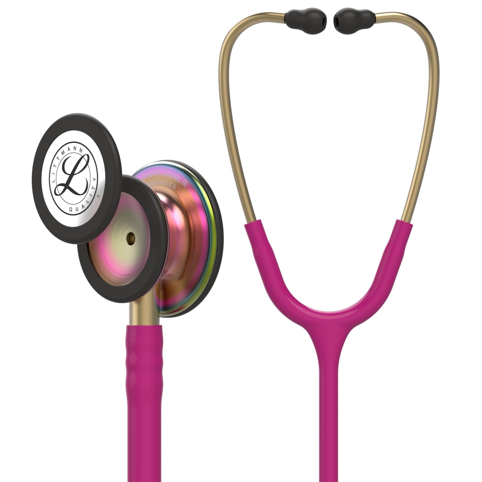 3M Littmann Classic III Stethoscope Raspberry with Rainbow Chestpiece
