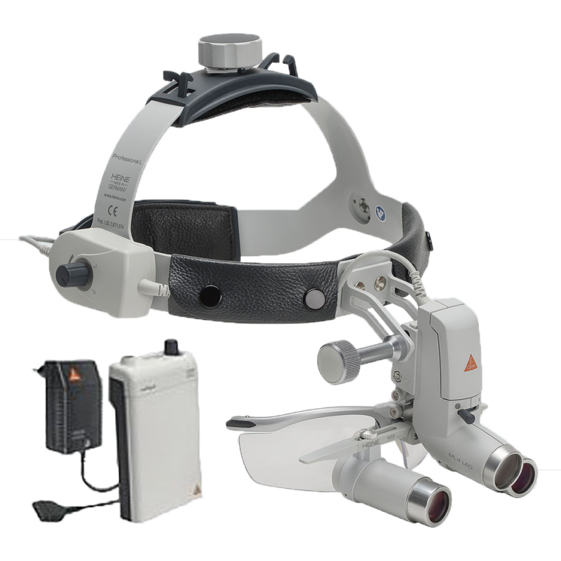 Heine ML4 LED HeadLight Kits with Binocular Loupe 4x/340mm S-GUARD and Power Source