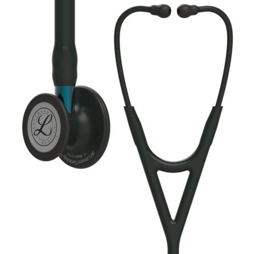 3M Littmann Cardiology IV Diagnostic Stethoscope Black & Black - Blue Stem 6201