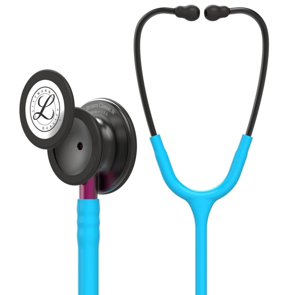 3M Littmann Classic III Monitoring Stethoscope Smoke finish Turquoise Pink Stem 5872 Surgical