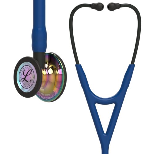 3M Littmann Cardiology IV Stethoscope - Navy, Rainbow-Finish, Black Stem 6242