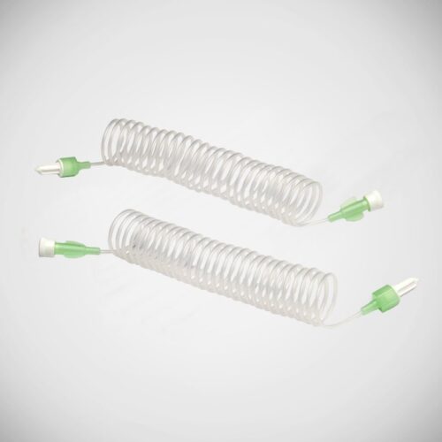 Polyethylene High Pressure Monitoring Extension Line. Non-reactive and highly compatible to all the commonly infused fluids. Specially designed spiral type extension line for greater patient comfort and freedom of movement. It expands and contracts gently with patient movement and protects the patient, cannula, infusion equipment from accidental damage. All other features are as that of Hi line. Sterile, individually packed in peel open soft blister pack. Available size : 200 cm. Box of 20/ Master Box of 200
