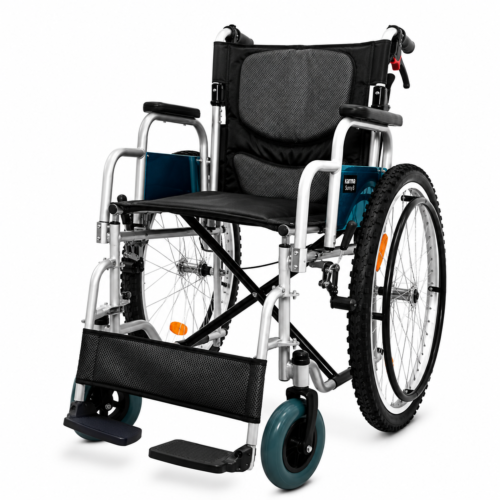 KARMA Sunny 8 Wheelchair | Foldable Manual Wheelchair with Detachable Armrests & Elevating Footrests (122-00016)