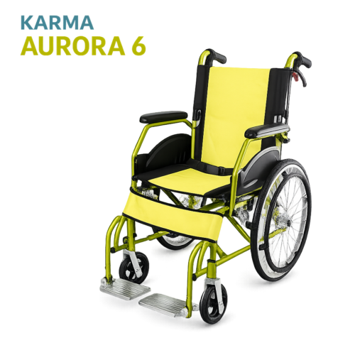 Karma Aurora 6 Premium Lightweight Wheelchair | Foldable Manual Wheelchair for Home, Hospital & Rehabilitation Use