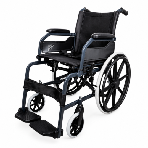 Karma Champion 205 AB & FB Diamond Black Wheelchair | Lightweight Foldable Manual Wheelchair for Home, Hospital & Rehabilitation Use