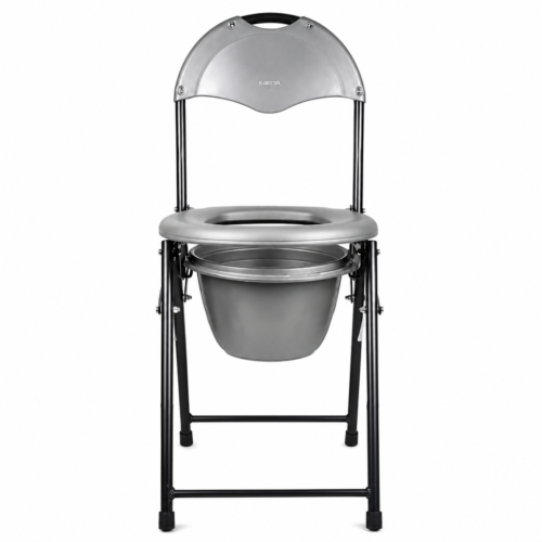 Karma Ryder 220 Commode Folding Chair | Foldable Commode Chair with Comfortable Seat & Durable Frame