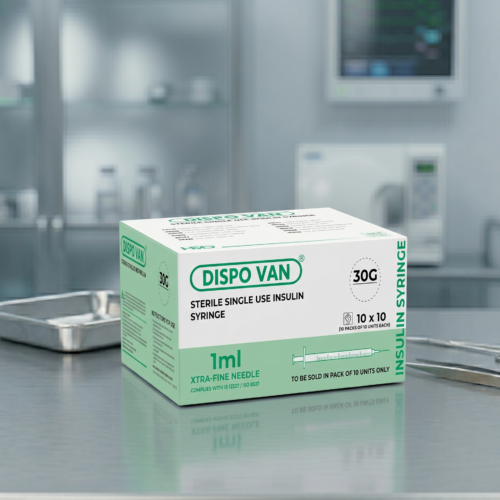 Dispo Van 1ml Sterile Single Use Insulin Syringe with Needle Pack of 10 Units (10x10)