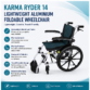Karma Ryder 14 Lightweight Aluminium Foldable Wheelchair | Flip-Up Armrest & Footrest | Travel-Friendly Manual Wheelchair