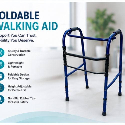 Karma Ryder 50 MS Reciprocal Walker | Foldable Walking Aid with 90kg Load Capacity - Blue